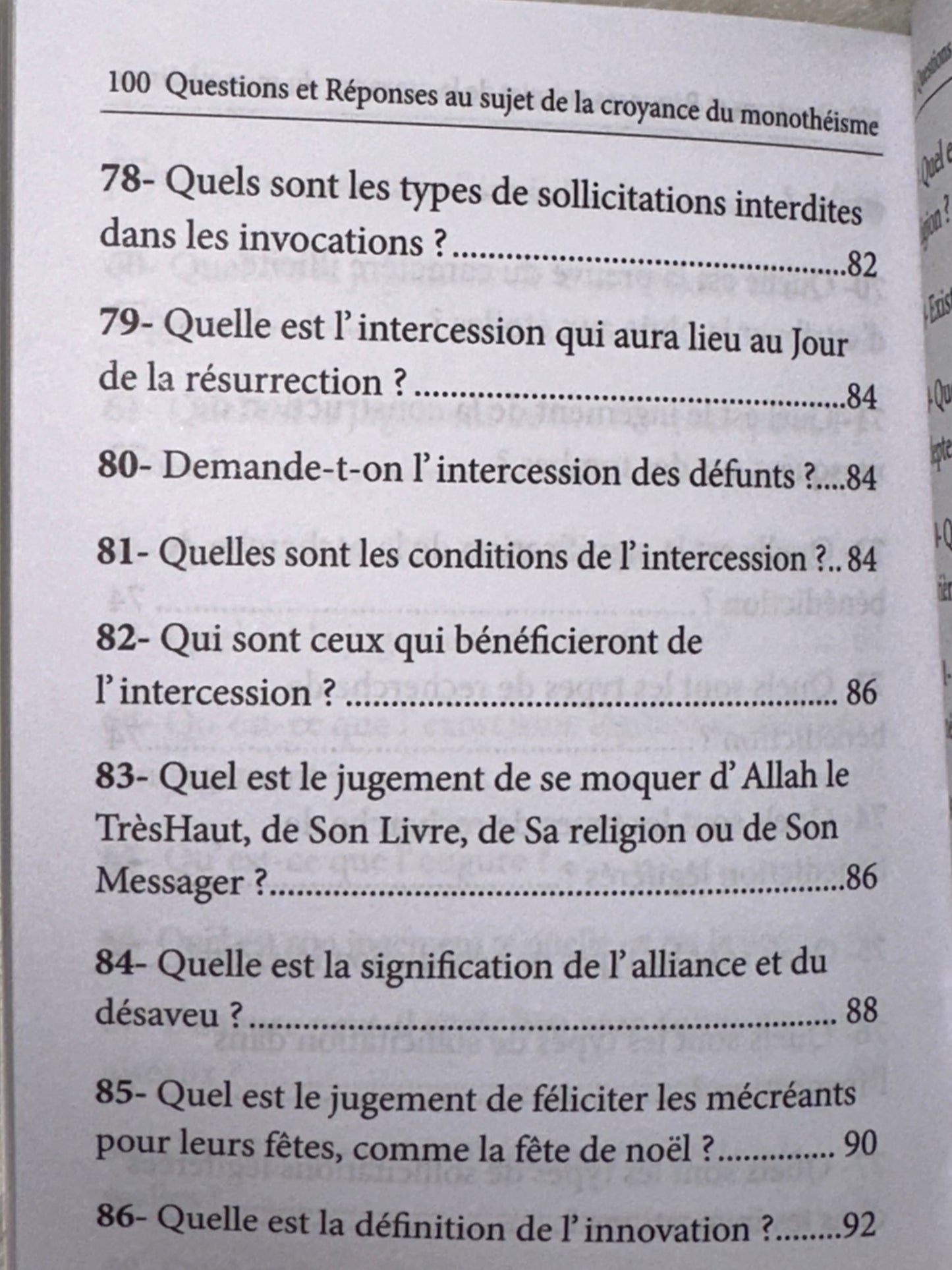 100 Questions Et Réponses AU SUJET DE LA CROYANCE DU MONOTHÉISME (Français-Arabe)