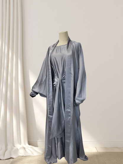 Ensemble kimono satin à ceinture