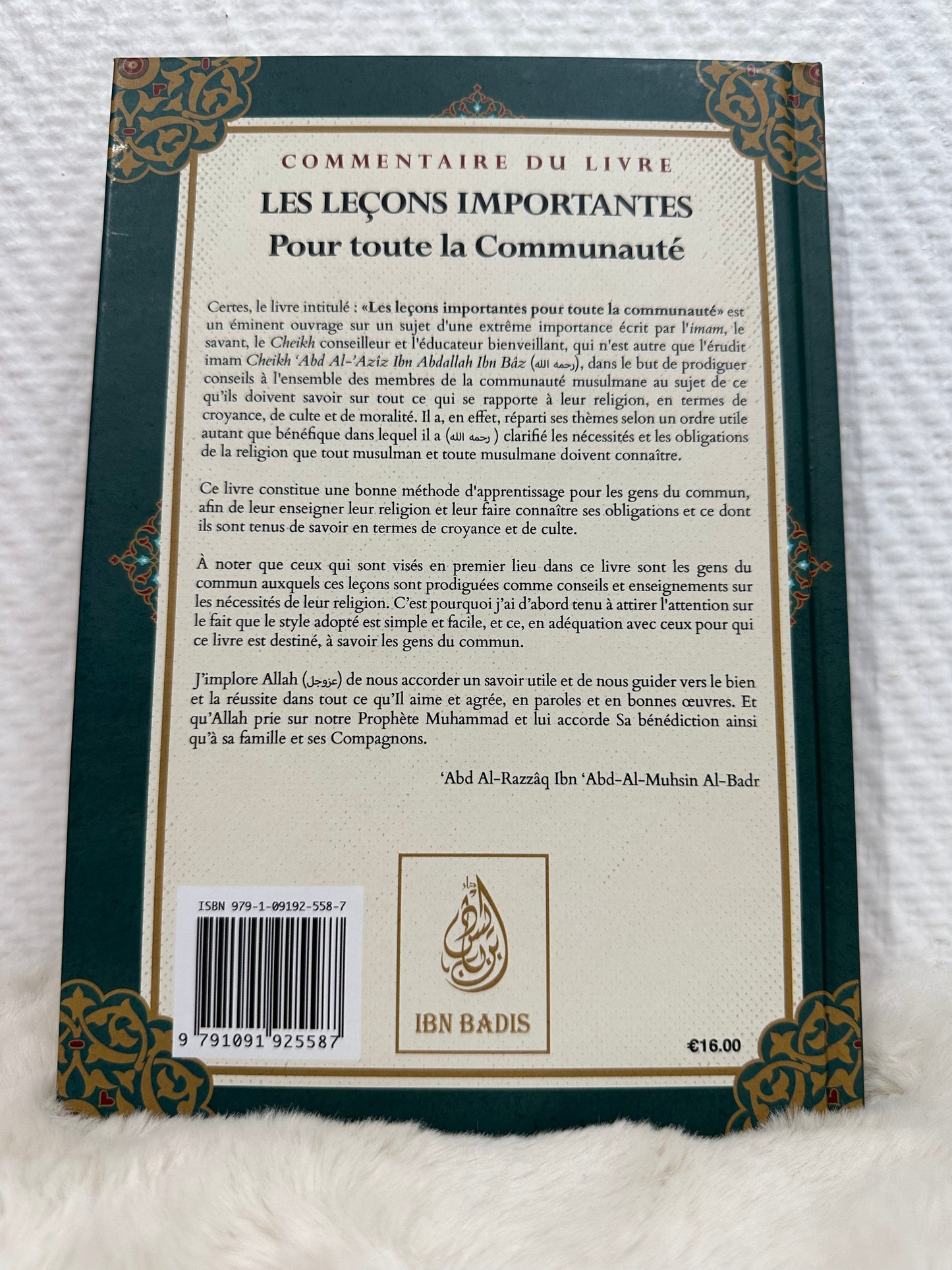 Commentaire Du Livre Les Leçons Importantes Pour Toute La Communauté, D'Ibn Baz, Commenté Par Abd Ar-Razzaq Al-BADR